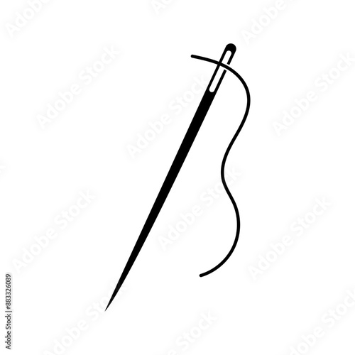 Needle black and white flat vector icon design. Sewing symbol and clip art