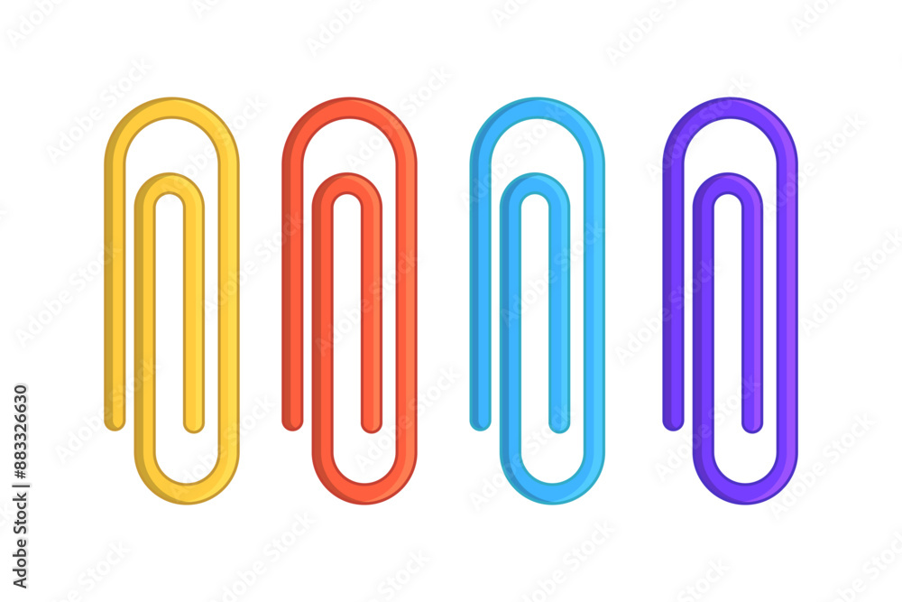 Paper clip cartoon vector illustration set on white background. Paper clip symbol Paper clip cartoon vector illustration set on white background. Paper clip symbol