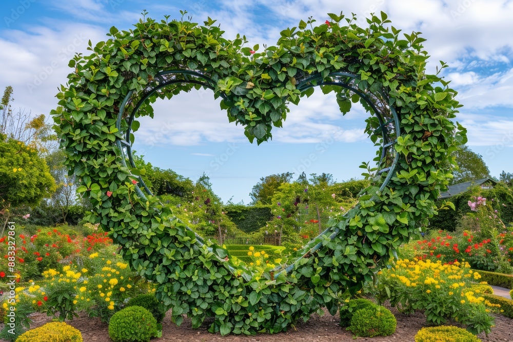 Obraz premium Lush Heart-Shaped Topiary in Vibrant Botanical Garden for Garden Decor