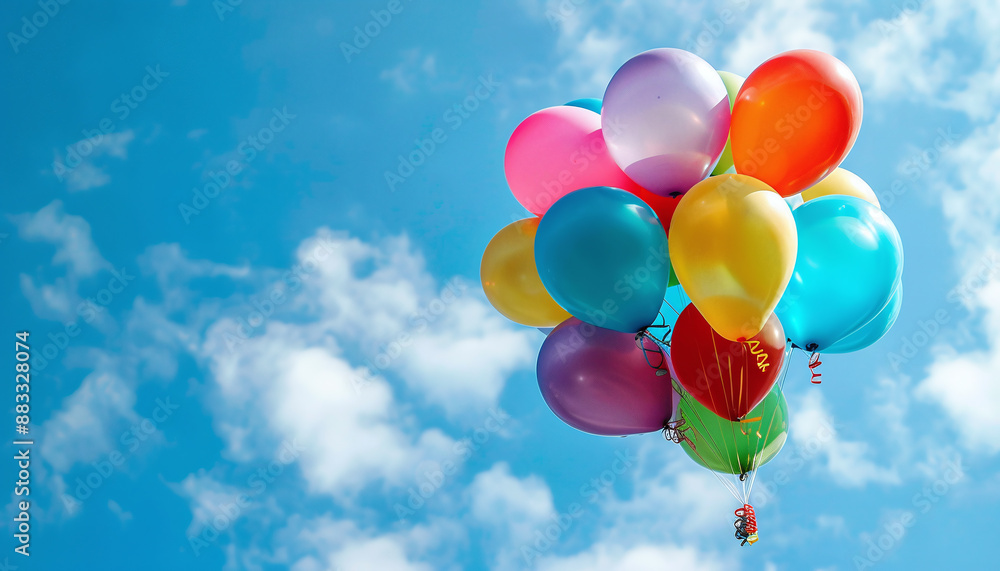 bundle of ballons against blue sky bundle of ballons against blue sky