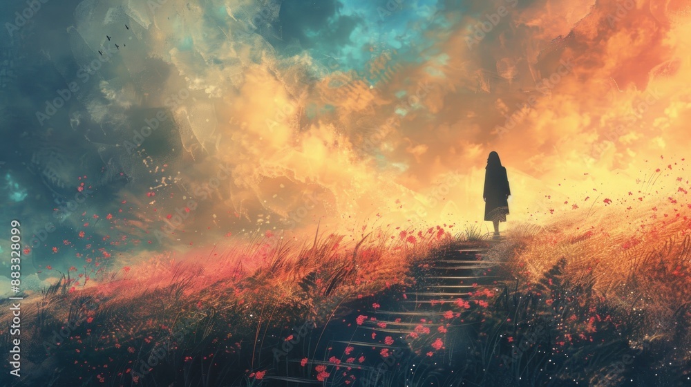 Woman Standing On The Hilltop Woman Standing On The Hilltop