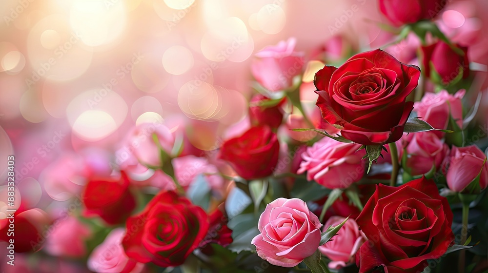 Valentine's day background with red and pink rose flowers Valentine's day background with red and pink rose flowers