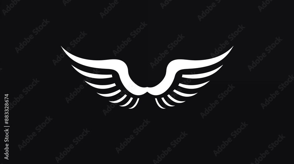 Obraz premium White Winged Logo on Black Background