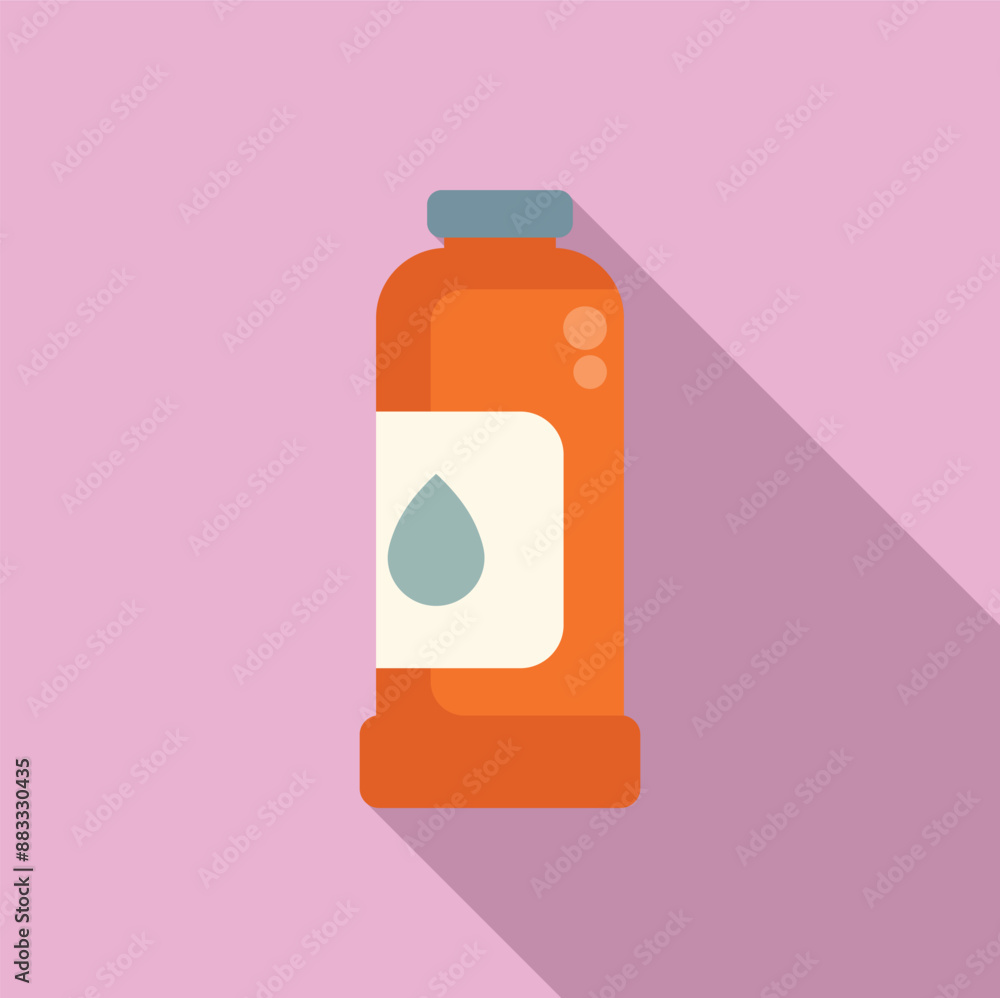 Orange water bottle with a drop icon is standing on a pink background, emphasizing the importance of hydration