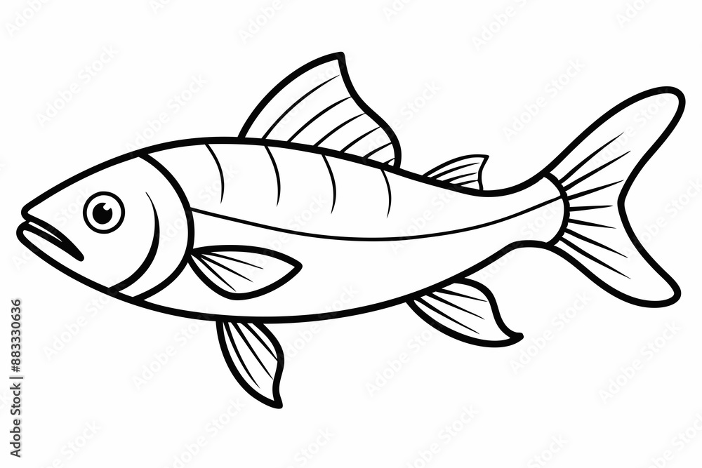 Fish Icon Vector Line Art Illustration On White Background Fish Icon Vector Line Art Illustration On White Background