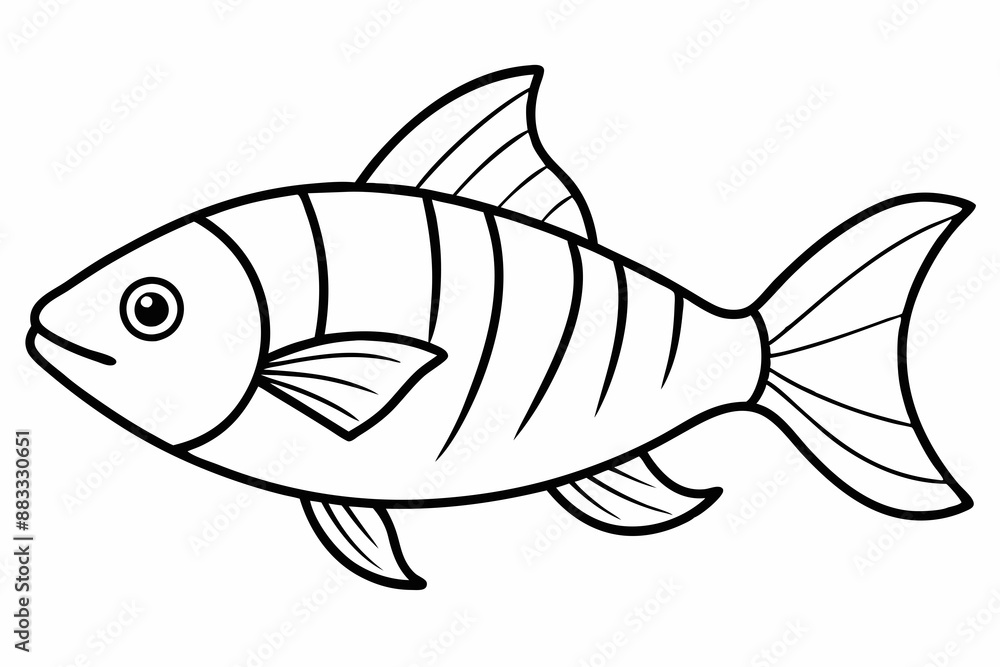 Fish Icon Vector Line Art Illustration On White Background Fish Icon Vector Line Art Illustration On White Background