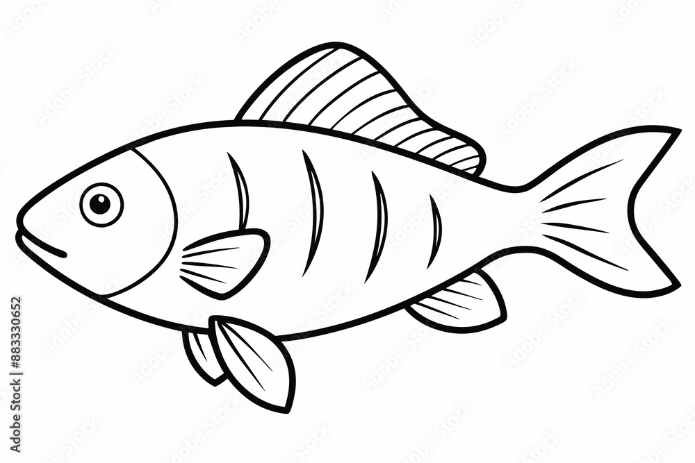 Fish Icon Vector Line Art Illustration On White Background Fish Icon Vector Line Art Illustration On White Background