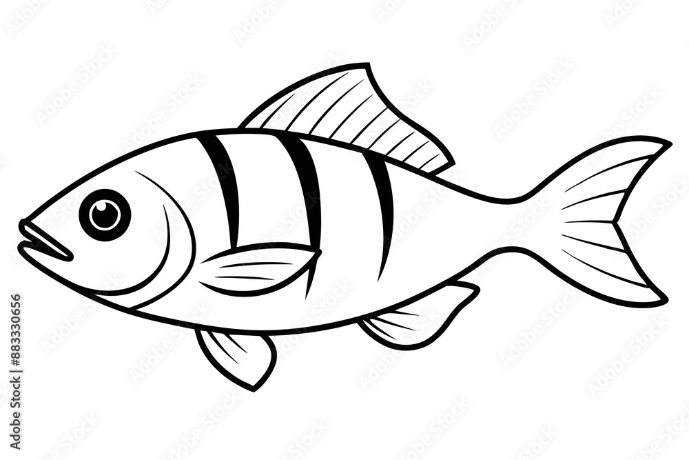 Fish Icon Vector Line Art Illustration On White Background Fish Icon Vector Line Art Illustration On White Background