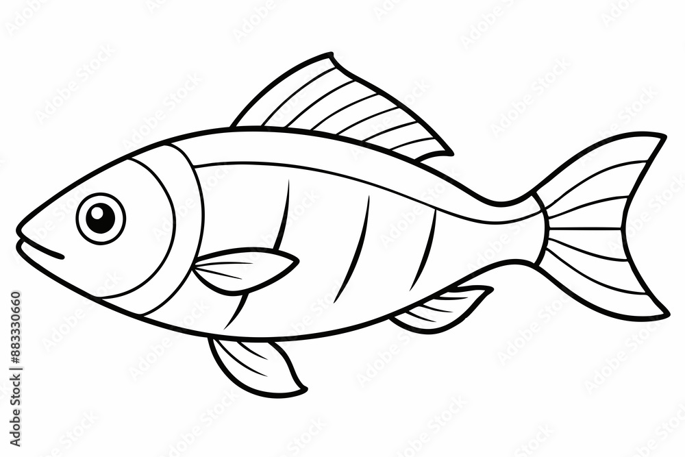Fish Icon Vector Line Art Illustration On White Background Fish Icon Vector Line Art Illustration On White Background