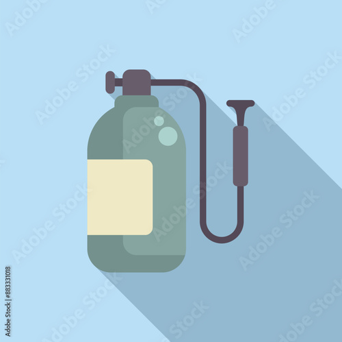 Garden sprayer with a long shadow on a blue background