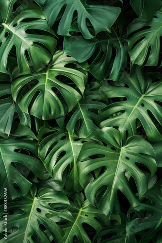Wallpaper Mural Lush Green Monstera Leaves Tropical Nature Plant Foliage Background Torontodigital.ca