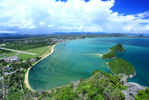 Aerial view of Prachuap Khiri Khan Bay View from Khao Lom Muak, Ao Manao, Prachuap Khiri Khan Province, Thailand  photo