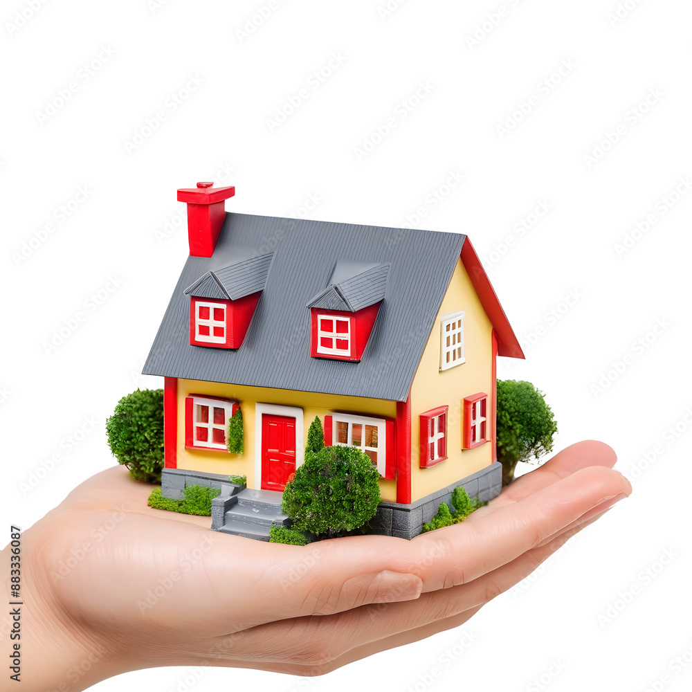 Hand Holding Miniature House isolated on transparent background Hand Holding Miniature House isolated on transparent background