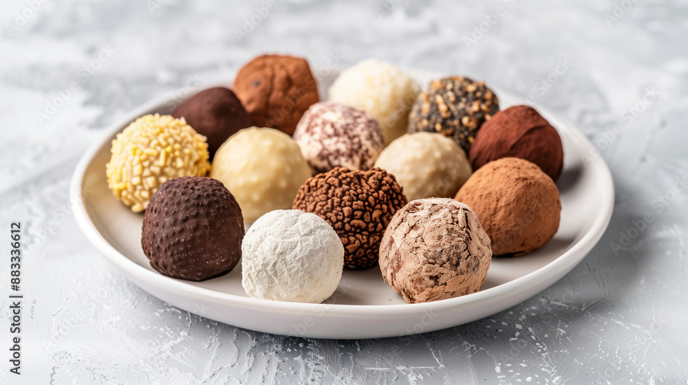 Assorted Chocolate Truffles on a Plate Assorted Chocolate Truffles on a Plate