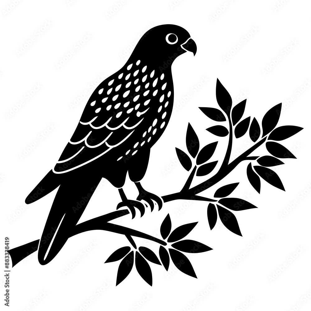 Fototapeta premium Harrier on tree wood vector illustration