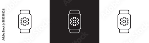 Smart watch Settings icon vector. simple icons Update, upgrade, configuration, customization, options, progress bar and installation concept icons isolated on black and white transparent background.