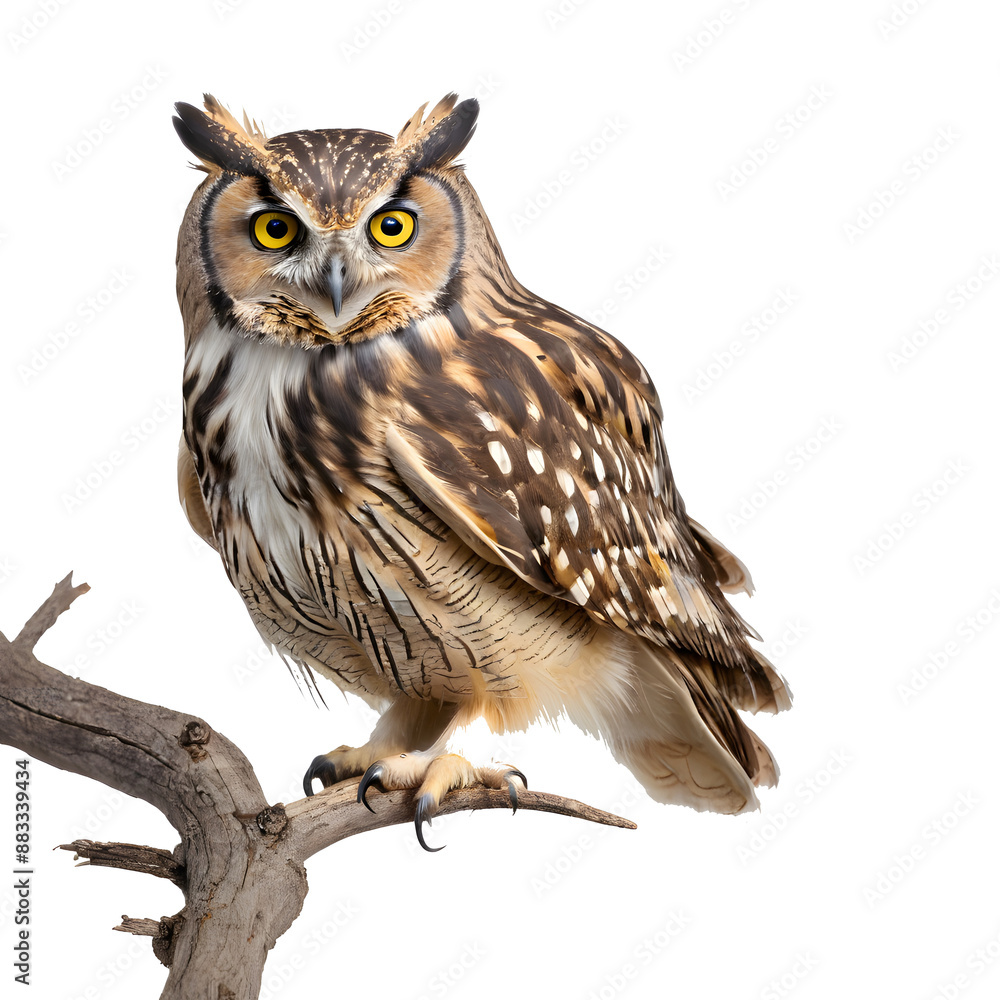 Obraz premium Owl on a Branch isolated on transparent background