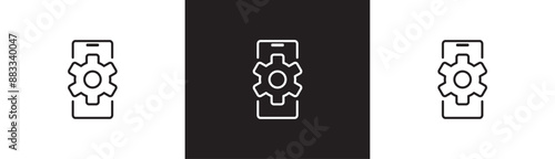 Smartphone settings icon vector. simple icons Update, upgrade, configuration, customization, options, progress bar and installation concept icons isolated on black and white transparent background.