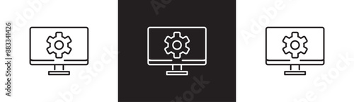 Computer Settings icon vector. simple icons Update, upgrade, configuration, customization, options, progress bar and installation concept icons isolated on black and white transparent background.