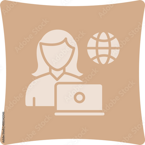 Remote Female Worker Glyph Art Box Icon