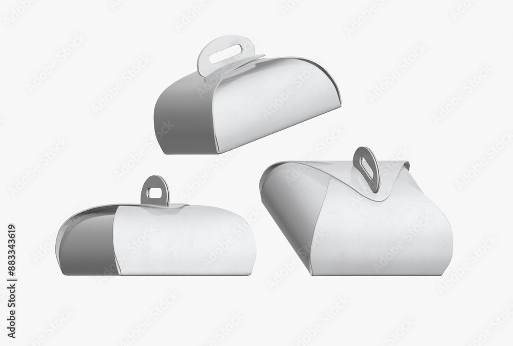 3d paper bag,cake box,isolated on white background 3d paper bag,cake box,isolated on white background