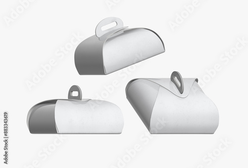 3d paper bag,cake box,isolated on white background