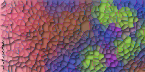 colorful stains broken glass tiles background texture. ow poly crystal mosaic background. Texture of geometric shapes with shadows and light. Abstract mosaic pattern. 