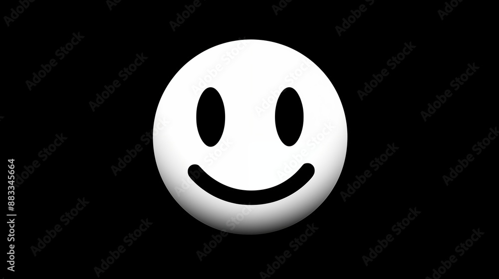 Minimalist Happy Face Emoji on Black Background Minimalist Happy Face Emoji on Black Background