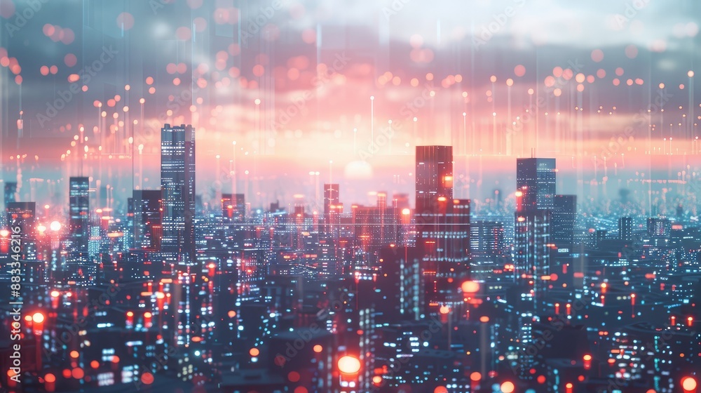 Virtual reality cityscape in digital realm Virtual reality cityscape in digital realm
