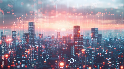 Wallpaper Mural Virtual reality cityscape in digital realm Torontodigital.ca