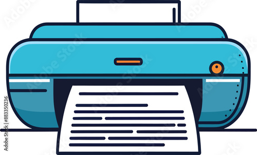 Home and office printer flat illustration isolated icon for web design