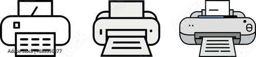 Collection of home and office printer flat illustration isolated icon for web design