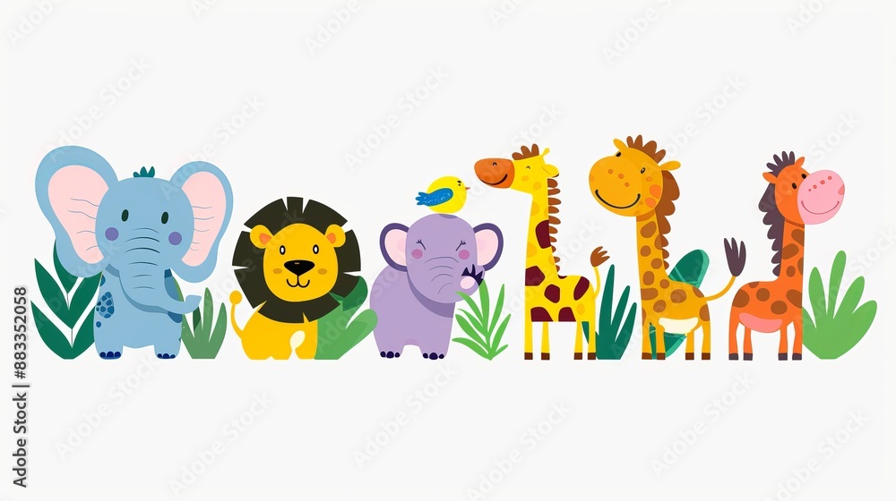 Cartoon Safari Animals Illustration Cartoon Safari Animals Illustration