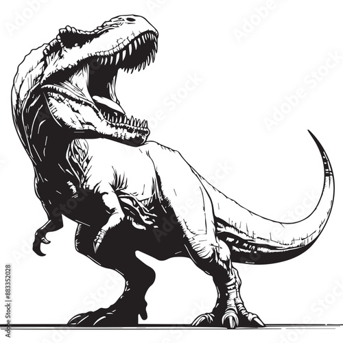 Coloring Page Outline of Carnotaurus roaring Dinosaur. Coloring Book page for kids. outline vector illustration isolated on a white background.