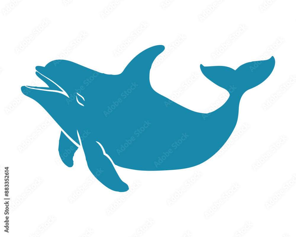 Fototapeta premium Silhouette of Baby Dolphin jumping