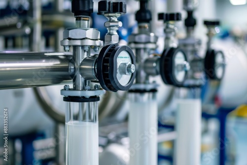 Close-up on Reverse Osmosis Water Filtration System: Showcasing the Intricate Filtration Process and the Output of Pure, Clean Drinking Water