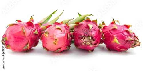 Dragon fruit isolated on white background with clipping path and full focus. Concept Fruit Photography, Isolated Objects, White Background, Clipping Path, Food Presentation photo