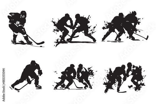 Modern Black Silhouette of a Hockey Referee Illustration, Stylish Black Silhouette of a Hockey Referee Graphic