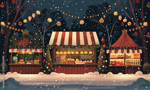 A flat vector of a holiday market.