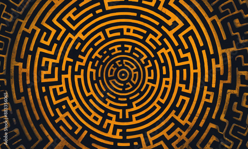A geometric vector of a circular maze pattern.