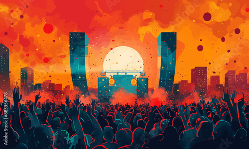 A flat vector of a music festival.