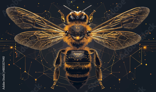 A linear vector of a honeybee.