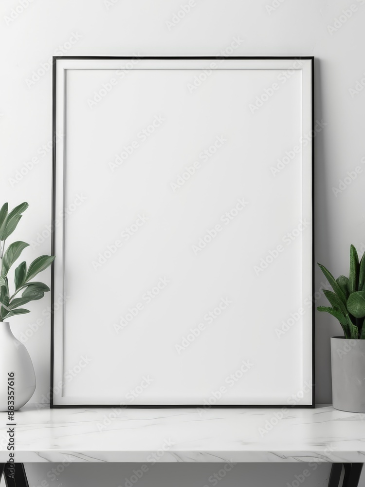 Interior poster mockup with vertical black frame in home interior background. Mockup Poster Frame in cozy room Interior poster mockup with vertical black frame in home interior background. Mockup Poster Frame in cozy room