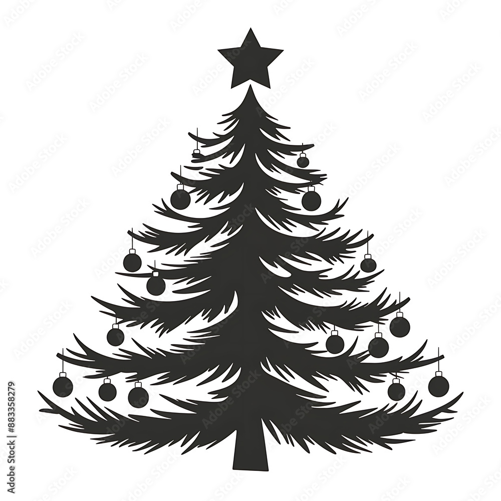 Obraz premium Illustration of a classic Christmas tree silhouette.
