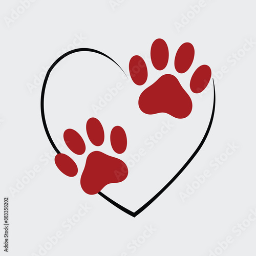 Dog or cat paw footprints logo design vector