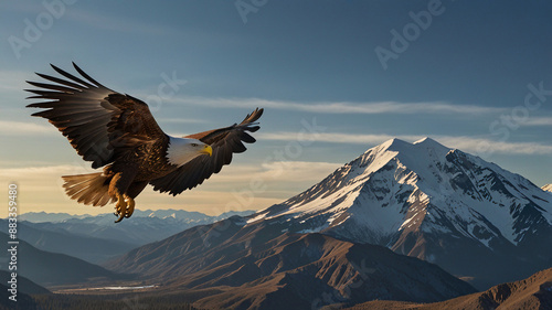 Eagle Swooping Down on Prey in the Mountains