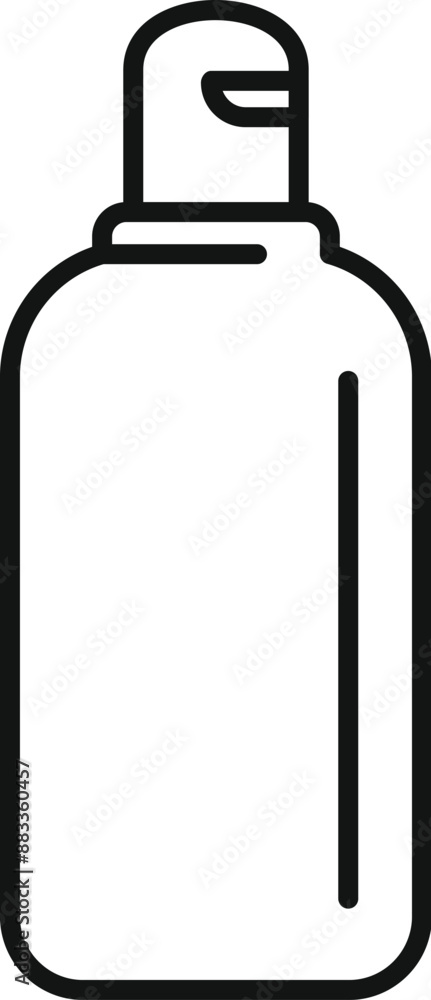 Simple black and white line drawing of a plastic bottle with a flip top cap, ideal for representing concepts related to packaging and containers Simple black and white line drawing of a plastic bottle with a flip top cap, ideal for representing concepts related to packaging and containers