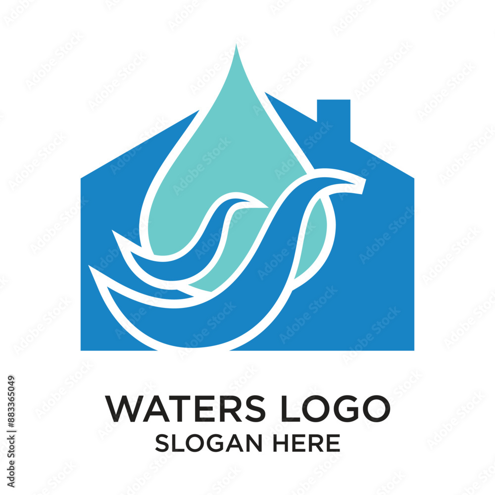 Waters logo design simple concept Premium Vector Waters logo design simple concept Premium Vector