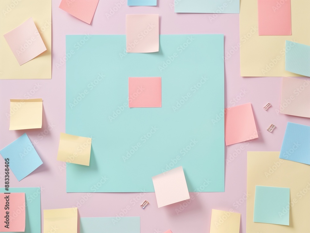 Colorful pastel sticky notes on a soft background, perfect for brainstorming and organization visuals. Suitable for business and educational themes. Colorful pastel sticky notes on a soft background, perfect for brainstorming and organization visuals. Suitable for business and educational themes.
