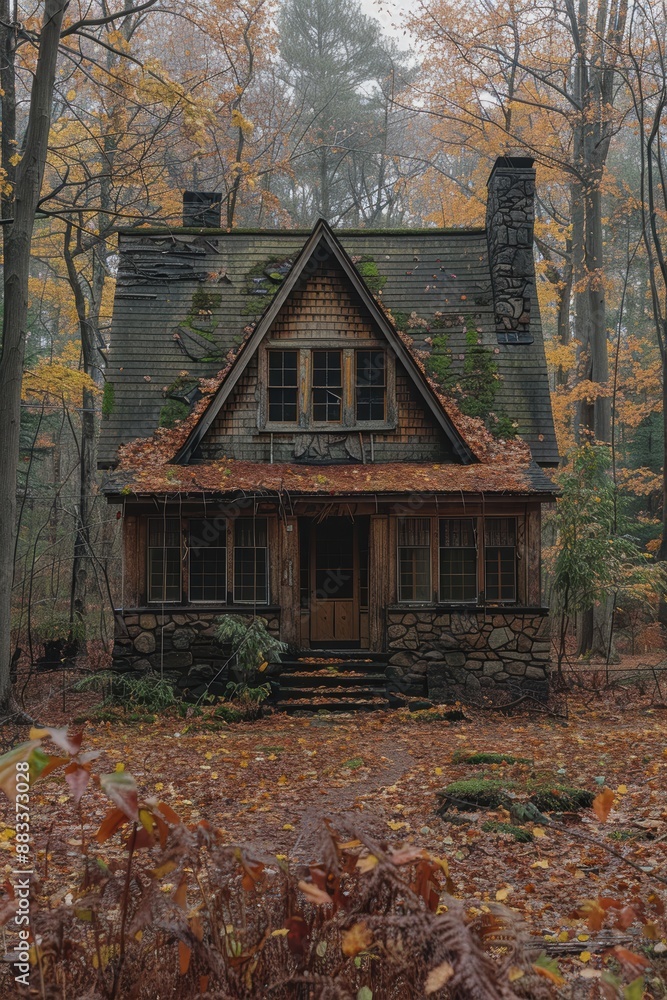A charming, rustic cabin nestled in a serene, autumn forest setting, surrounded by colorful fall foliage, providing a picturesque and tranquil nature retreat A charming, rustic cabin nestled in a serene, autumn forest setting, surrounded by colorful fall foliage, providing a picturesque and tranquil nature retreat